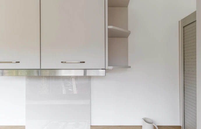 Hotte tiroir cuisine beige
